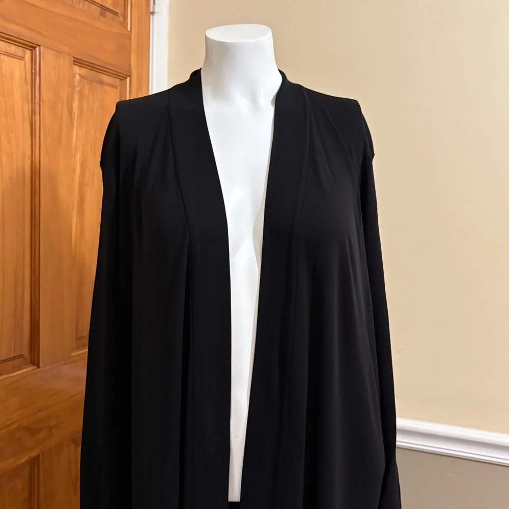 Eileen Fisher Silk Black Open Front Cardigan - Picture 2 of 5